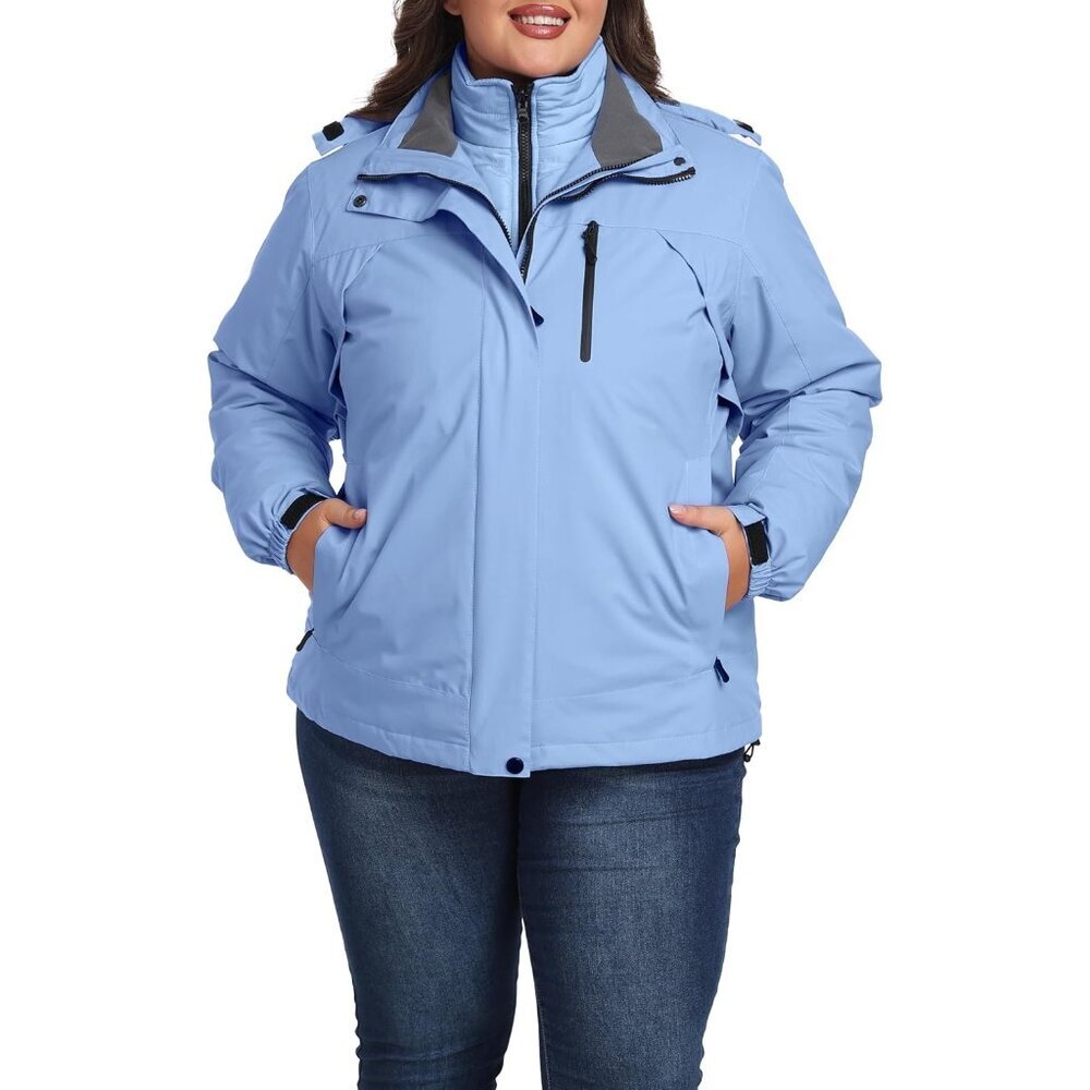 Women's Purple Size Winter Coats Waterproof Ski Jacket Hooded Snowboarding Jacke
